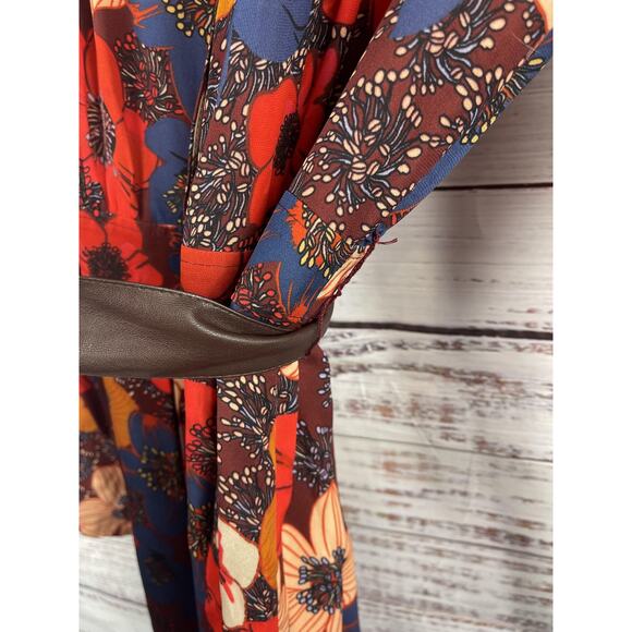 Elie Tahari Dress Women's Medium Multicolor Floral Shirt Style Belted - Picture 11 of 16